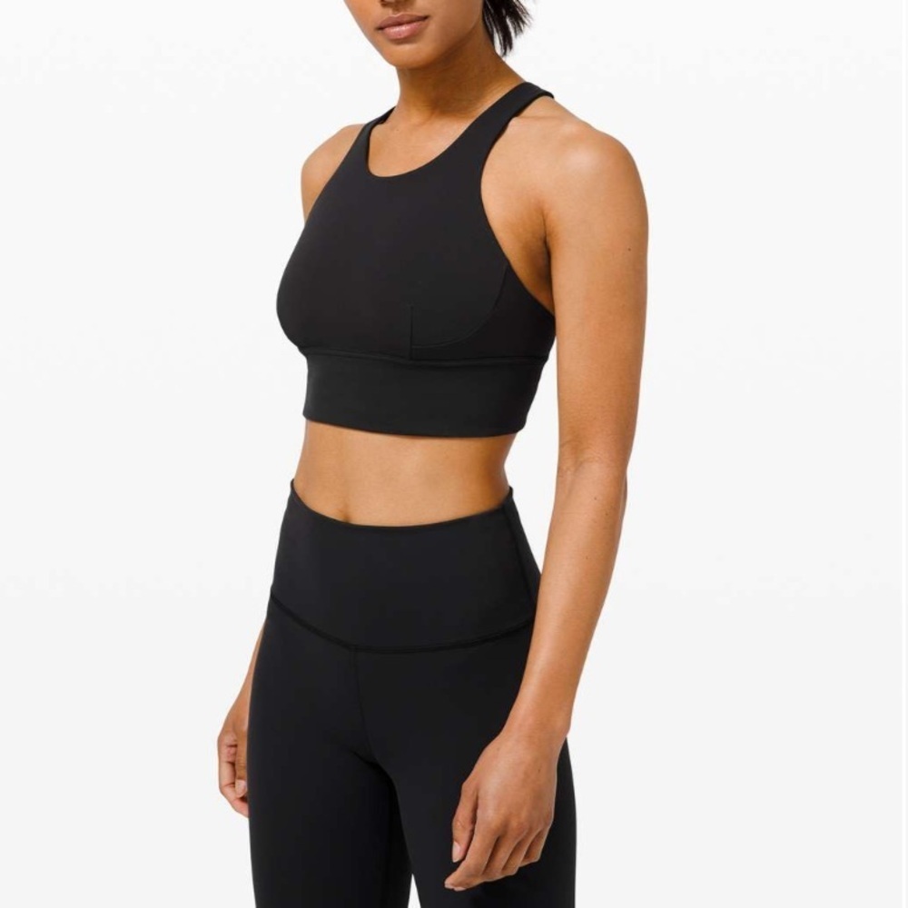 Lululemon Sz 4 Wunder Train Long-Line Bra *Medium Support C/D Cups Black